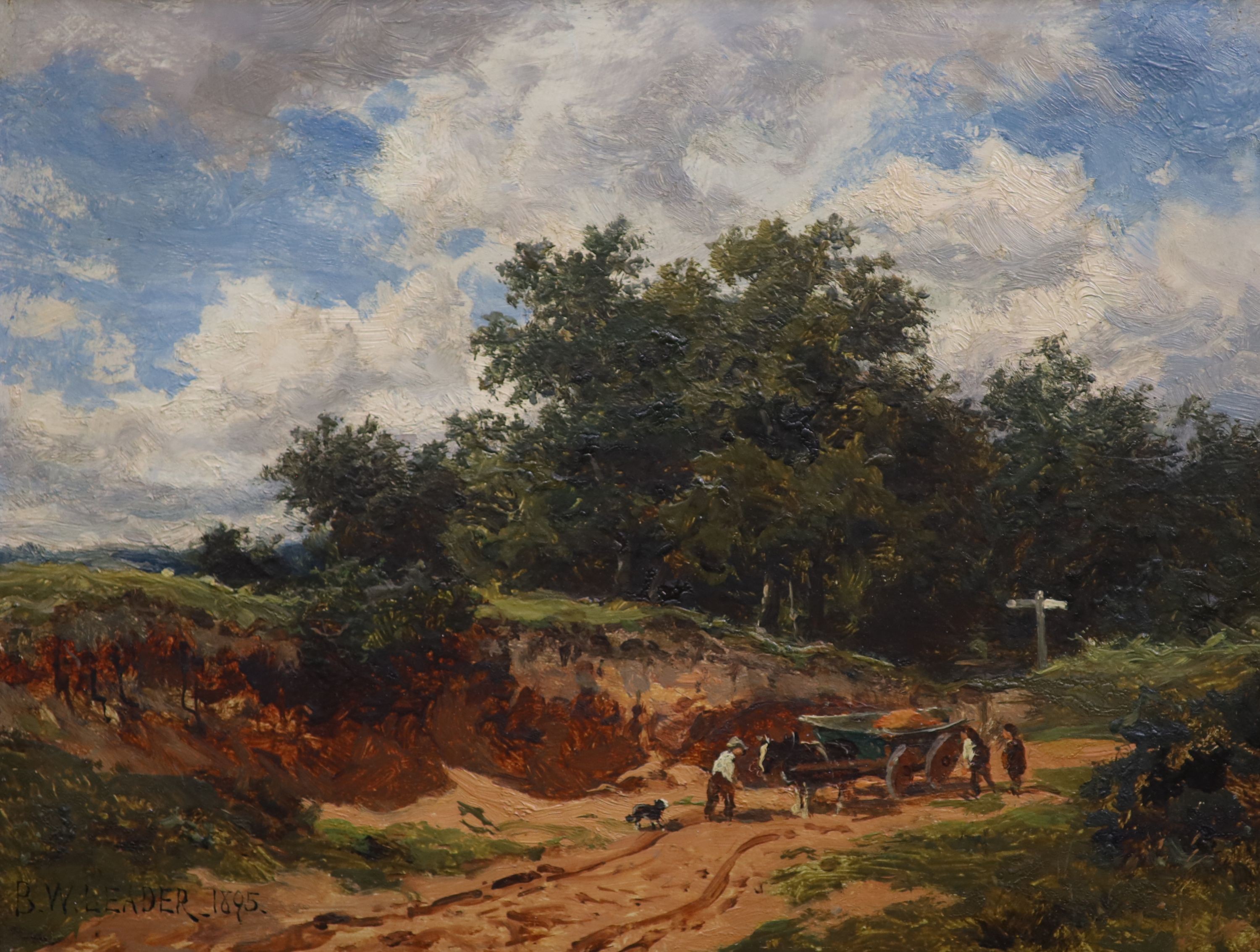 Benjamin Williams Leader (1833-1923), At Burrow's Cross, Surrey, oil on board, 20 x 25.5cm